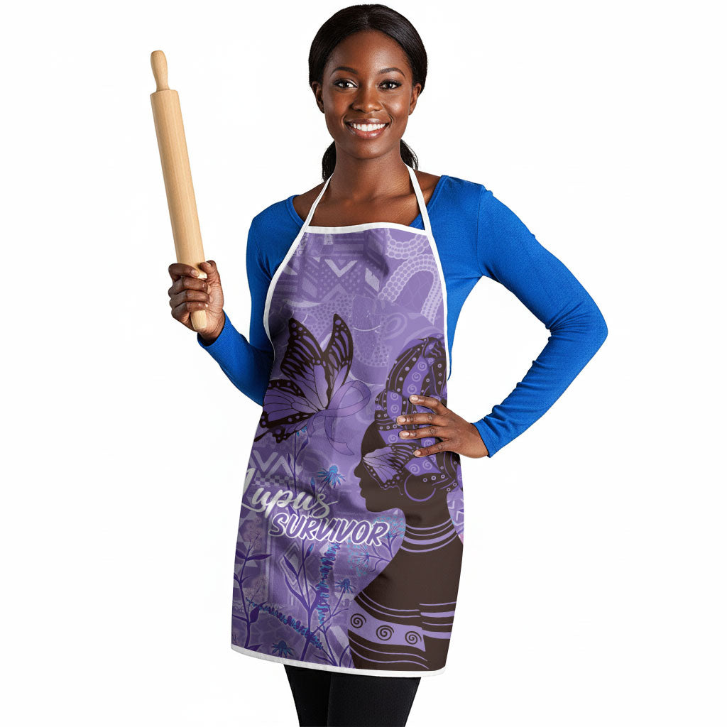 Lupus Awareness Afro Girl - Proud Survivor Apron Ankara Pattern