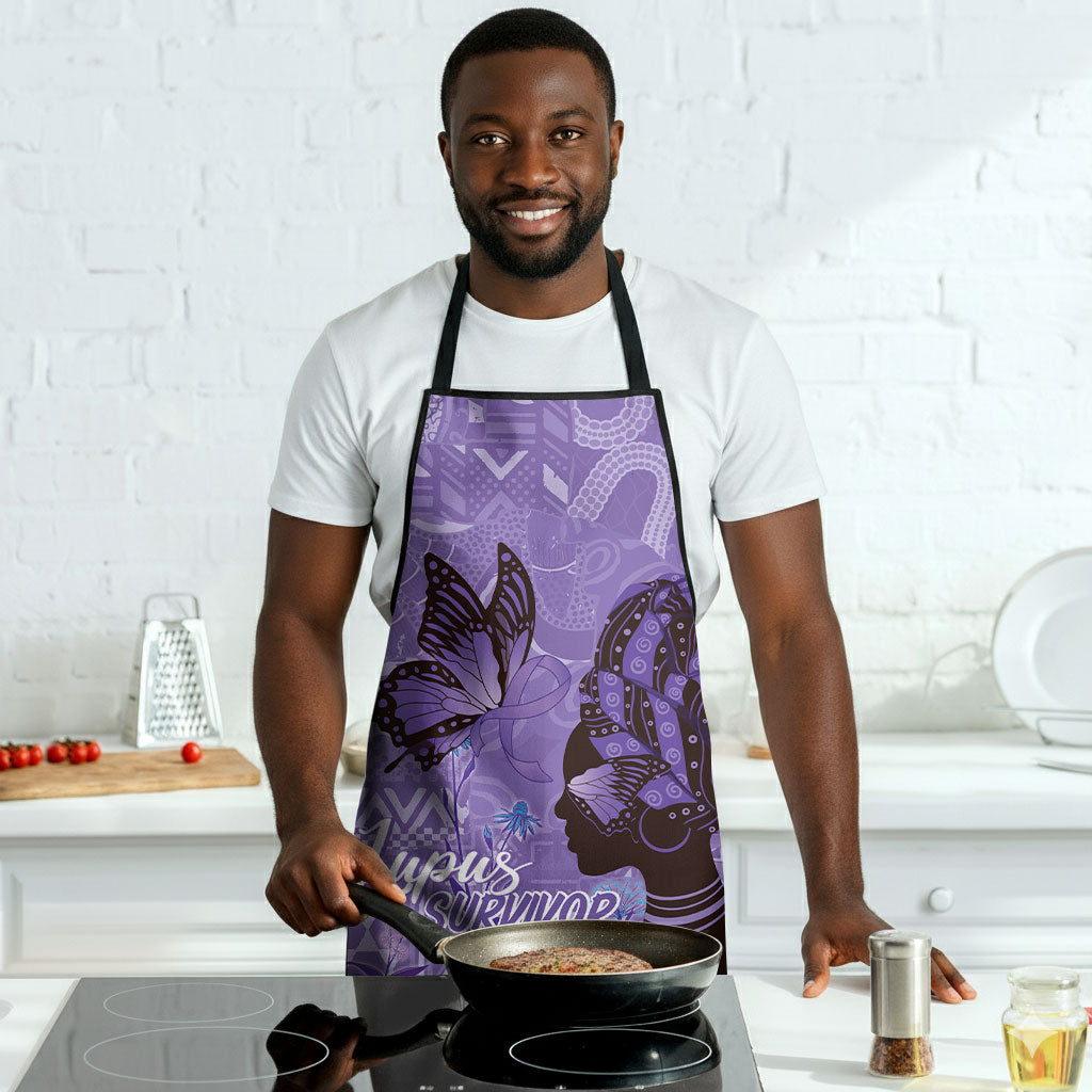 Lupus Awareness Afro Girl - Proud Survivor Apron Ankara Pattern