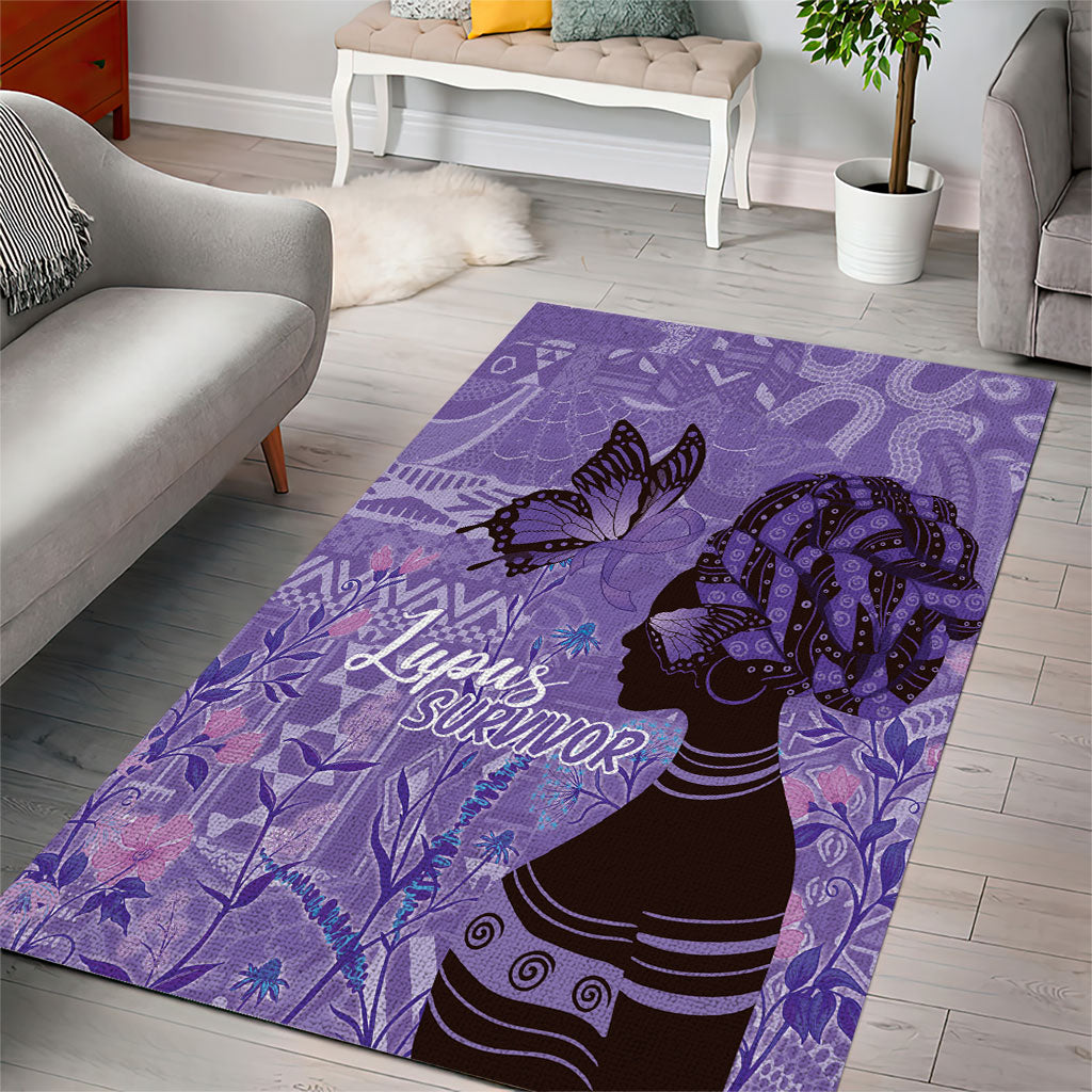 Lupus Awareness Afro Girl - Proud Survivor Area Rug Ankara Pattern