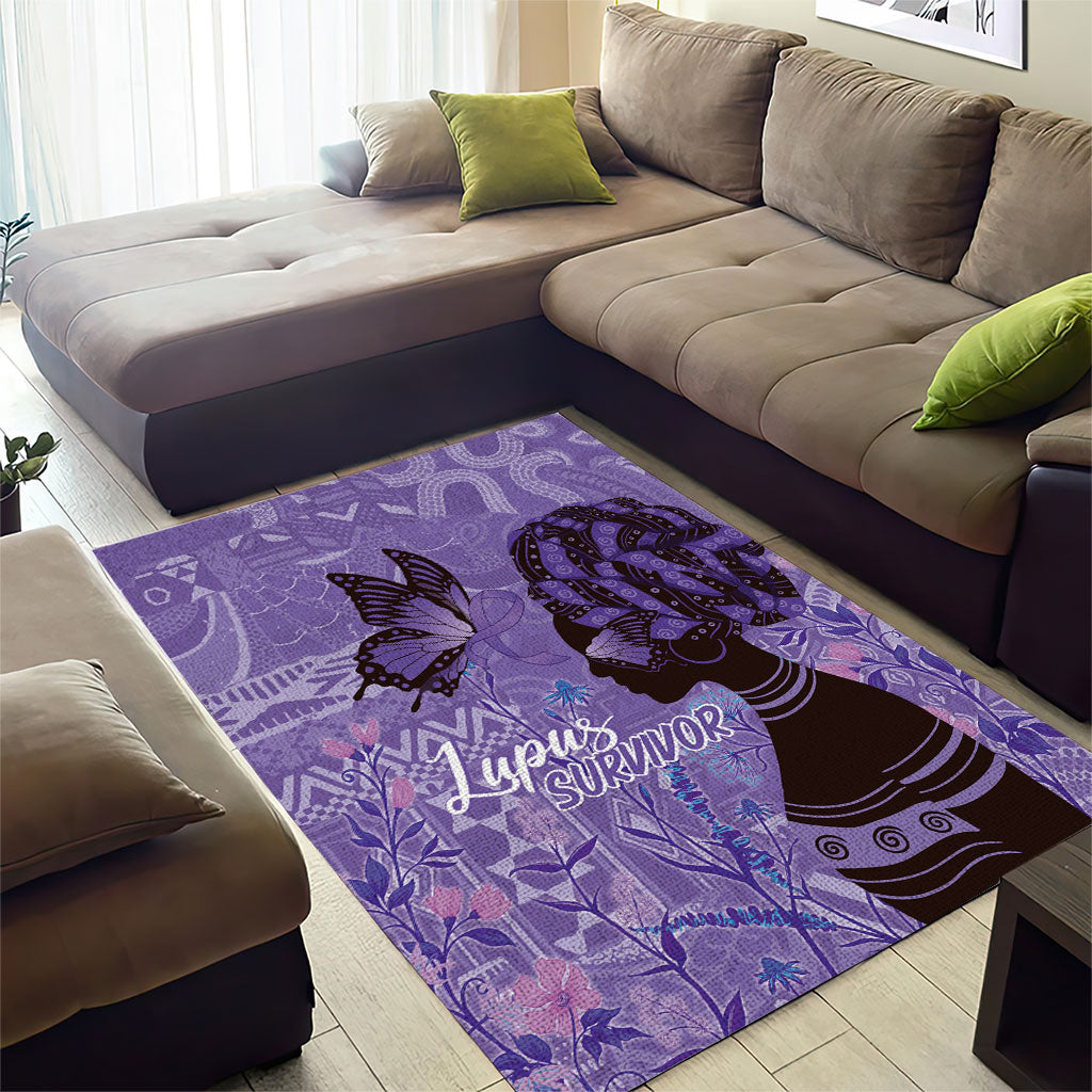 Lupus Awareness Afro Girl - Proud Survivor Area Rug Ankara Pattern