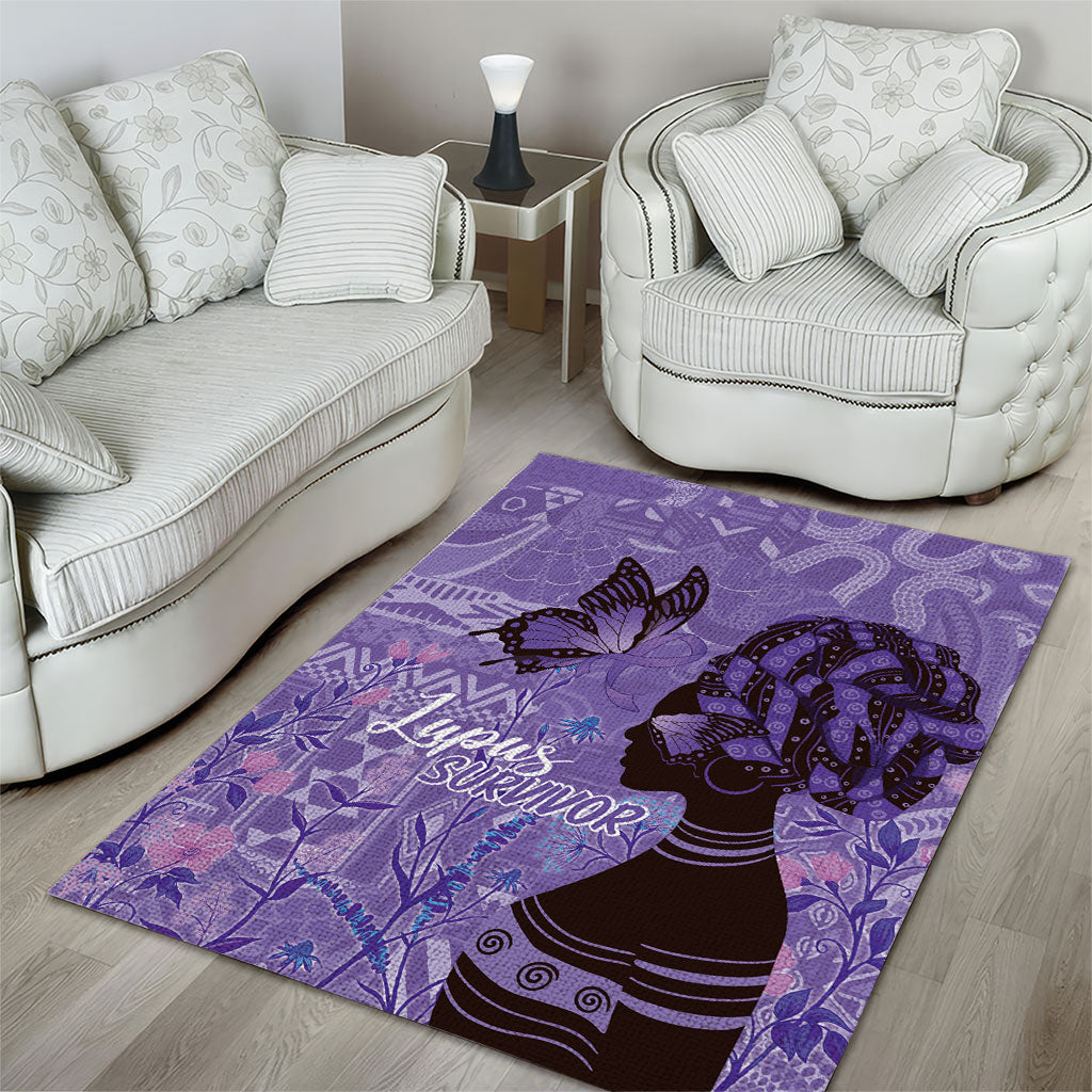 Lupus Awareness Afro Girl - Proud Survivor Area Rug Ankara Pattern