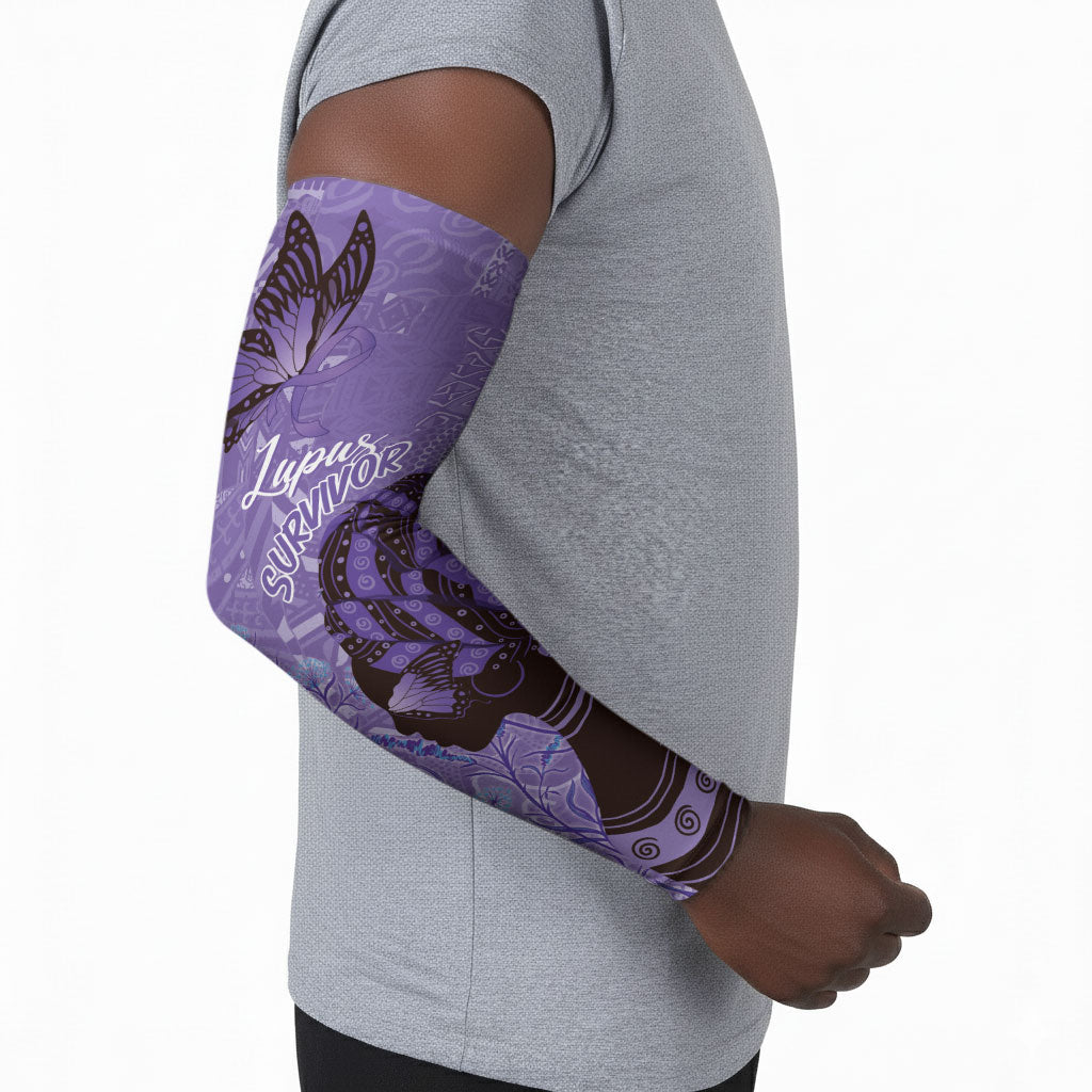 Lupus Awareness Afro Girl - Proud Survivor Arm Sleeves Ankara Pattern