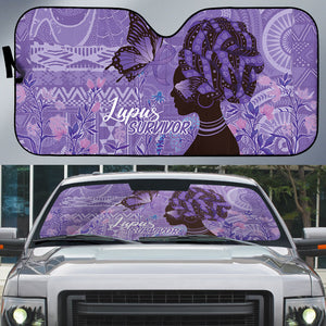 Lupus Awareness Afro Girl - Proud Survivor Auto Sun Shade Ankara Pattern