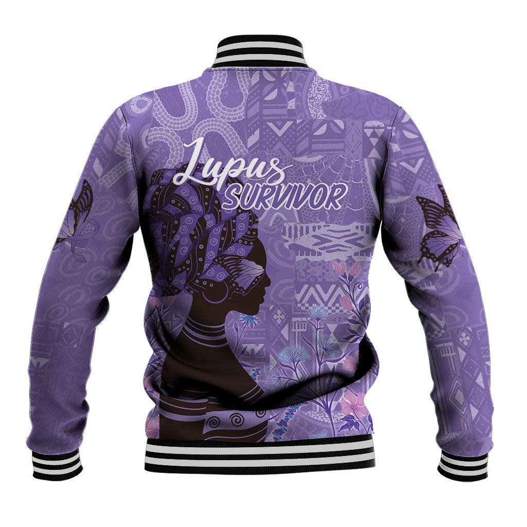 Lupus Awareness Afro Girl - Proud Survivor Baseball Jacket Ankara Pattern