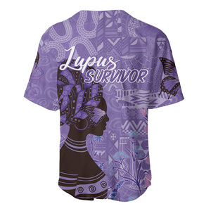 Lupus Awareness Afro Girl - Proud Survivor Baseball Jersey Ankara Pattern