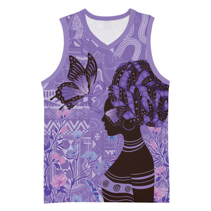 Lupus Awareness Afro Girl - Proud Survivor Basketball Jersey Ankara Pattern