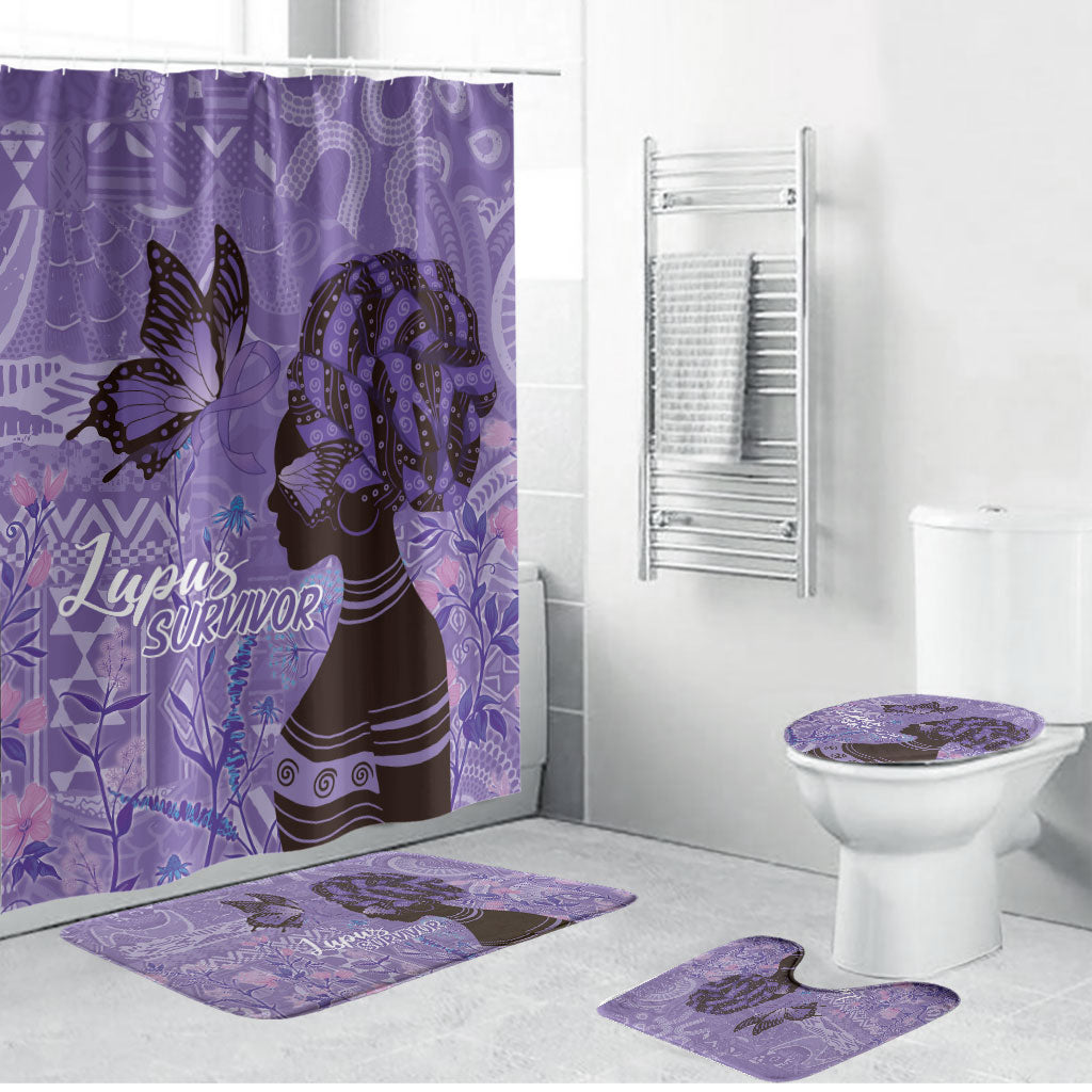 Lupus Awareness Afro Girl - Proud Survivor Bathroom Set Ankara Pattern