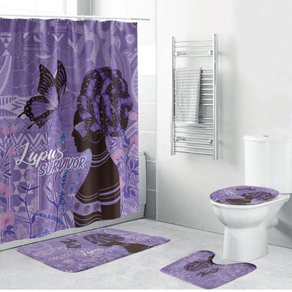 Lupus Awareness Afro Girl - Proud Survivor Bathroom Set Ankara Pattern