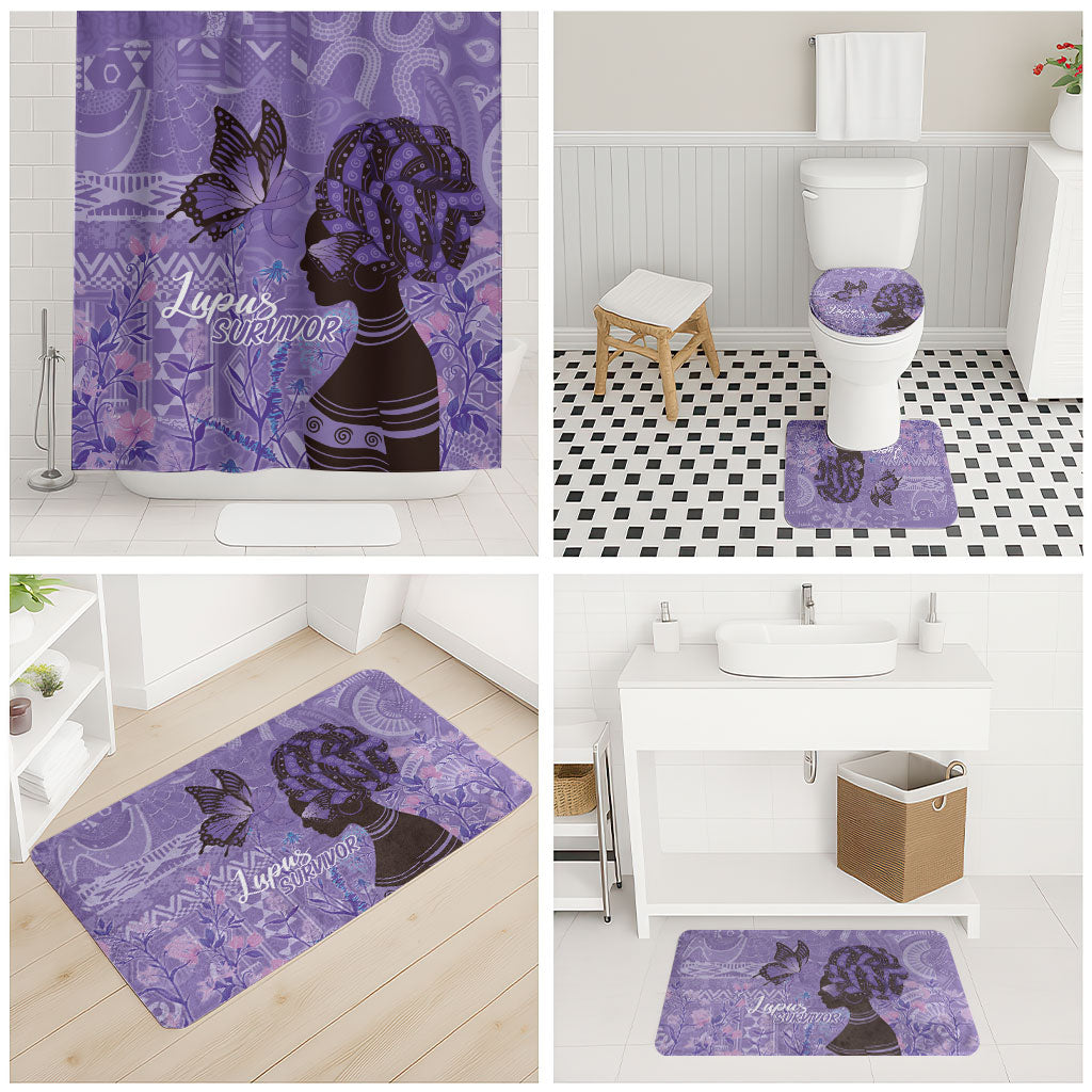 Lupus Awareness Afro Girl - Proud Survivor Bathroom Set Ankara Pattern