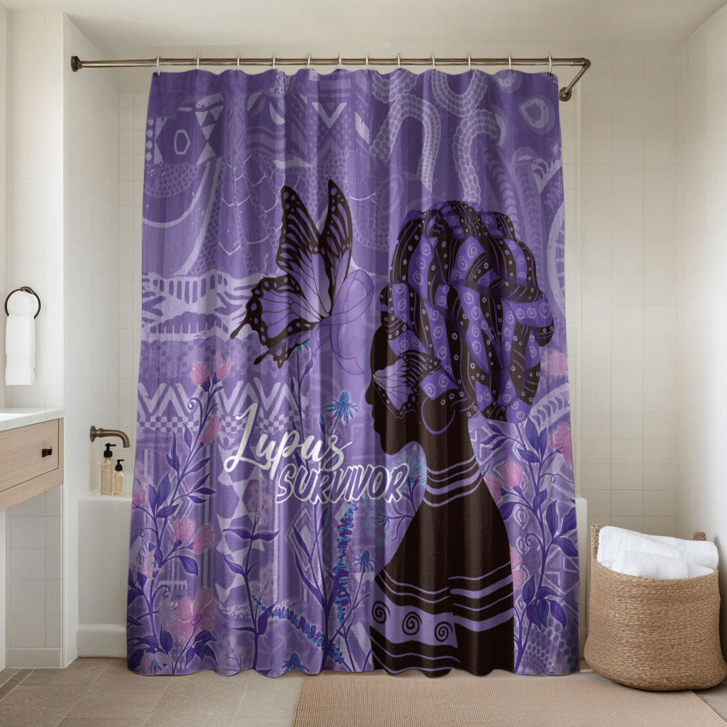 Lupus Awareness Afro Girl - Proud Survivor Bathroom Set Ankara Pattern