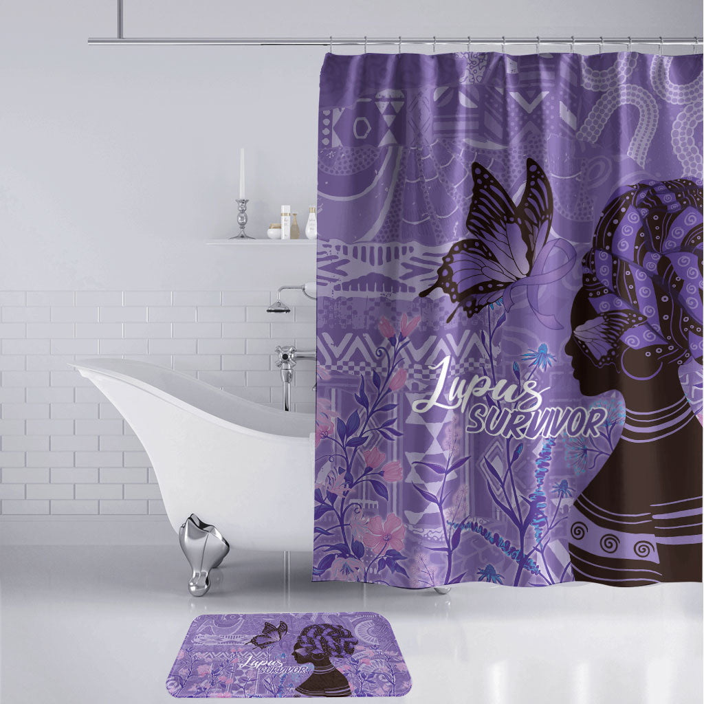 Lupus Awareness Afro Girl - Proud Survivor Bathroom Set Ankara Pattern