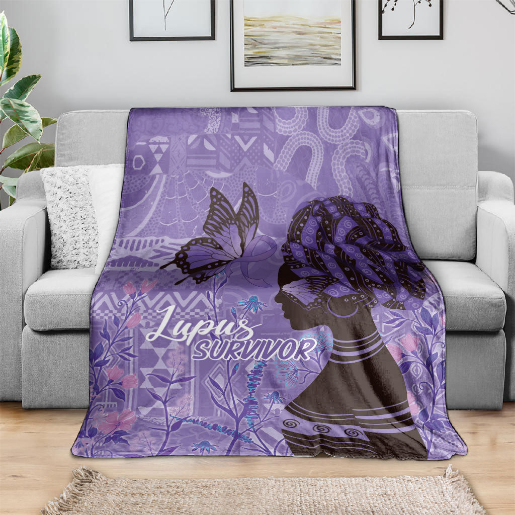 Lupus Awareness Afro Girl - Proud Survivor Blanket Ankara Pattern
