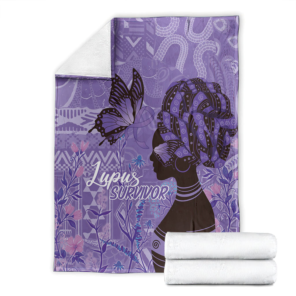 Lupus Awareness Afro Girl - Proud Survivor Blanket Ankara Pattern