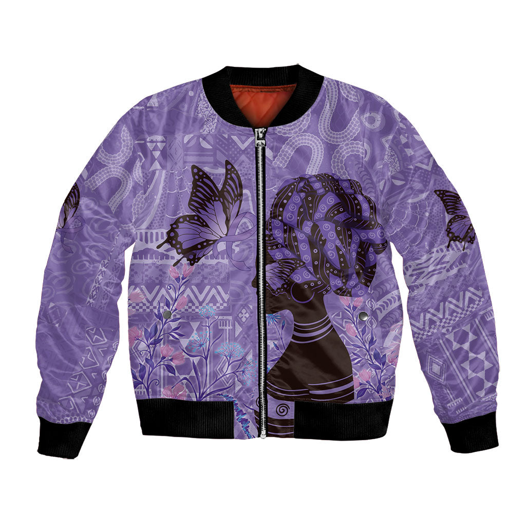 Lupus Awareness Afro Girl - Proud Survivor Bomber Jacket Ankara Pattern