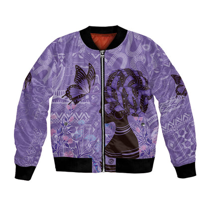 Lupus Awareness Afro Girl - Proud Survivor Bomber Jacket Ankara Pattern