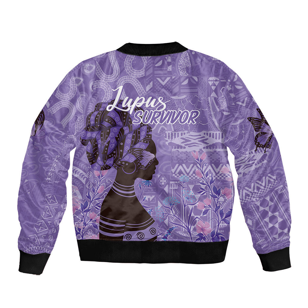 Lupus Awareness Afro Girl - Proud Survivor Bomber Jacket Ankara Pattern