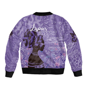 Lupus Awareness Afro Girl - Proud Survivor Bomber Jacket Ankara Pattern