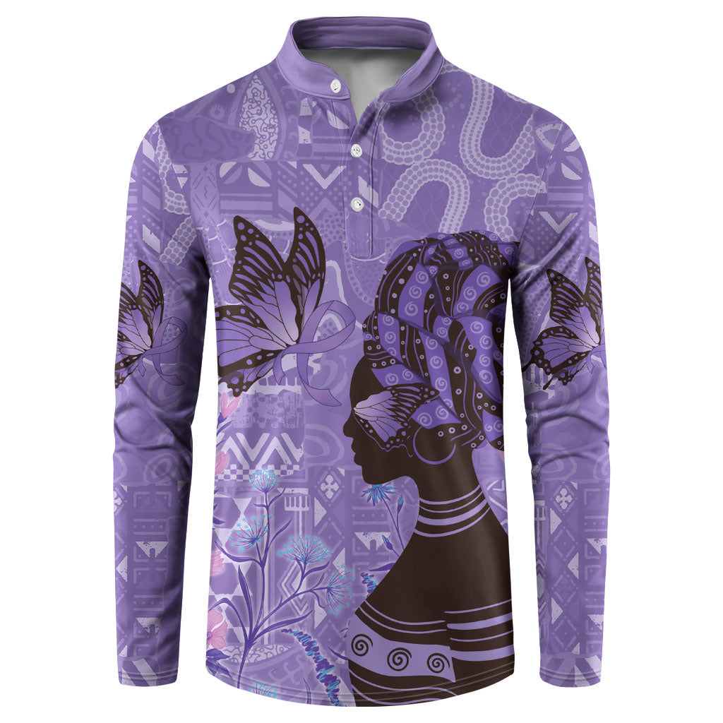 Lupus Awareness Afro Girl - Proud Survivor Button Sweatshirt Ankara Pattern