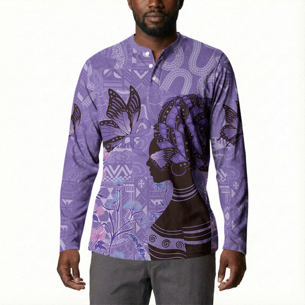 Lupus Awareness Afro Girl - Proud Survivor Button Sweatshirt Ankara Pattern