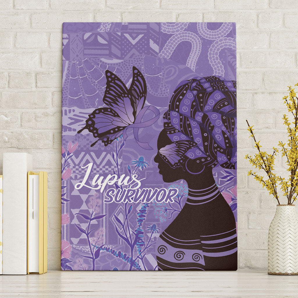 Lupus Awareness Afro Girl - Proud Survivor Canvas Wall Art Ankara Pattern