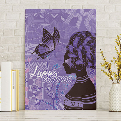 Lupus Awareness Afro Girl - Proud Survivor Canvas Wall Art Ankara Pattern
