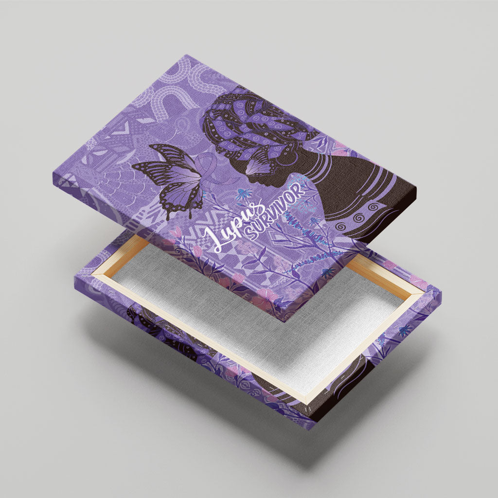 Lupus Awareness Afro Girl - Proud Survivor Canvas Wall Art Ankara Pattern