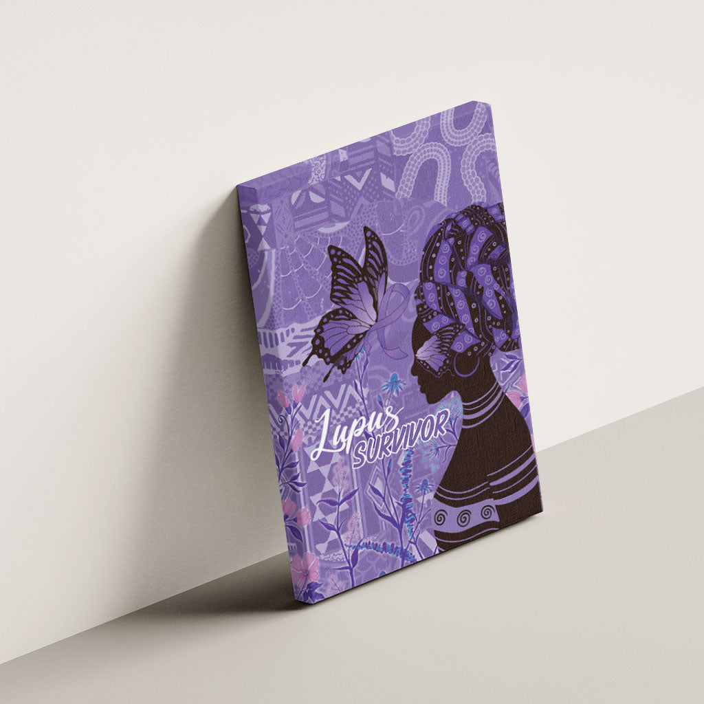Lupus Awareness Afro Girl - Proud Survivor Canvas Wall Art Ankara Pattern