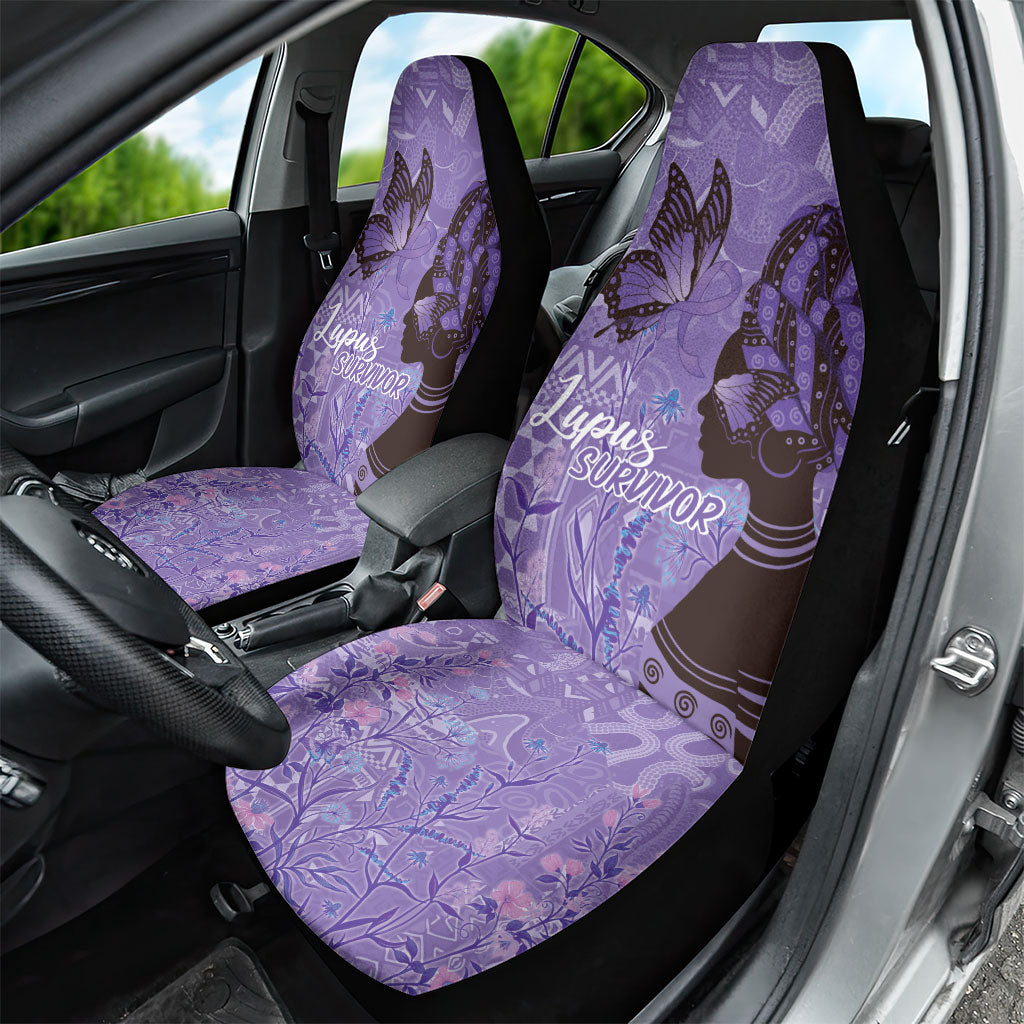 Lupus Awareness Afro Girl - Proud Survivor Car Seat Cover Ankara Pattern