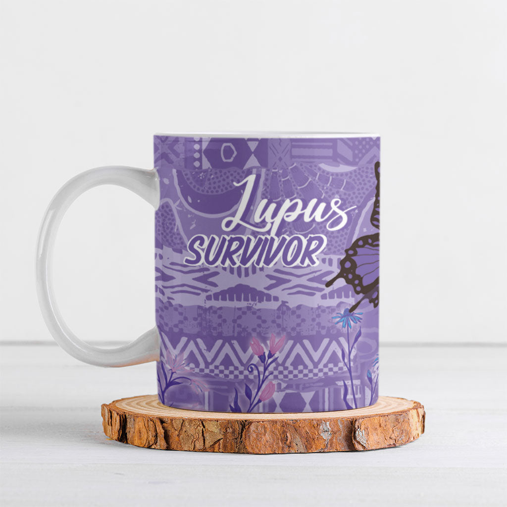 Lupus Awareness Afro Girl - Proud Survivor Ceramic Mug Ankara Pattern