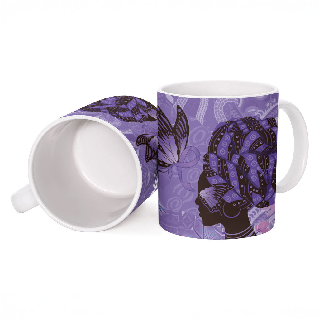 Lupus Awareness Afro Girl - Proud Survivor Ceramic Mug Ankara Pattern