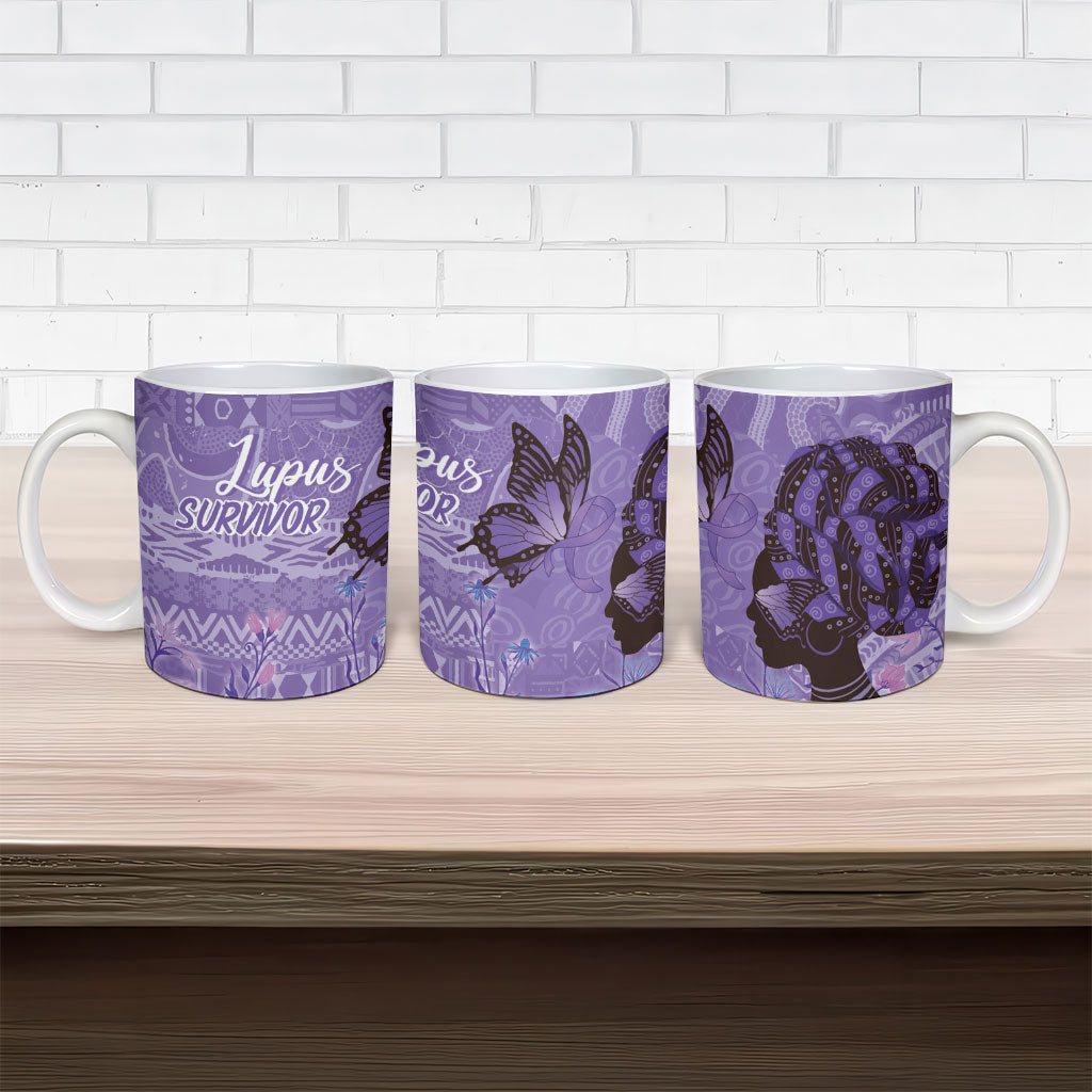 Lupus Awareness Afro Girl - Proud Survivor Ceramic Mug Ankara Pattern