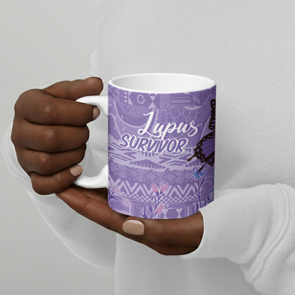 Lupus Awareness Afro Girl - Proud Survivor Ceramic Mug Ankara Pattern