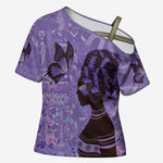 Lupus Awareness Afro Girl - Proud Survivor Cross Shoulder Shirt Ankara Pattern
