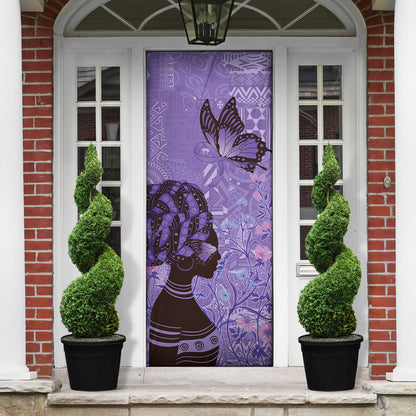 Lupus Awareness Afro Girl - Proud Survivor Door Cover Ankara Pattern