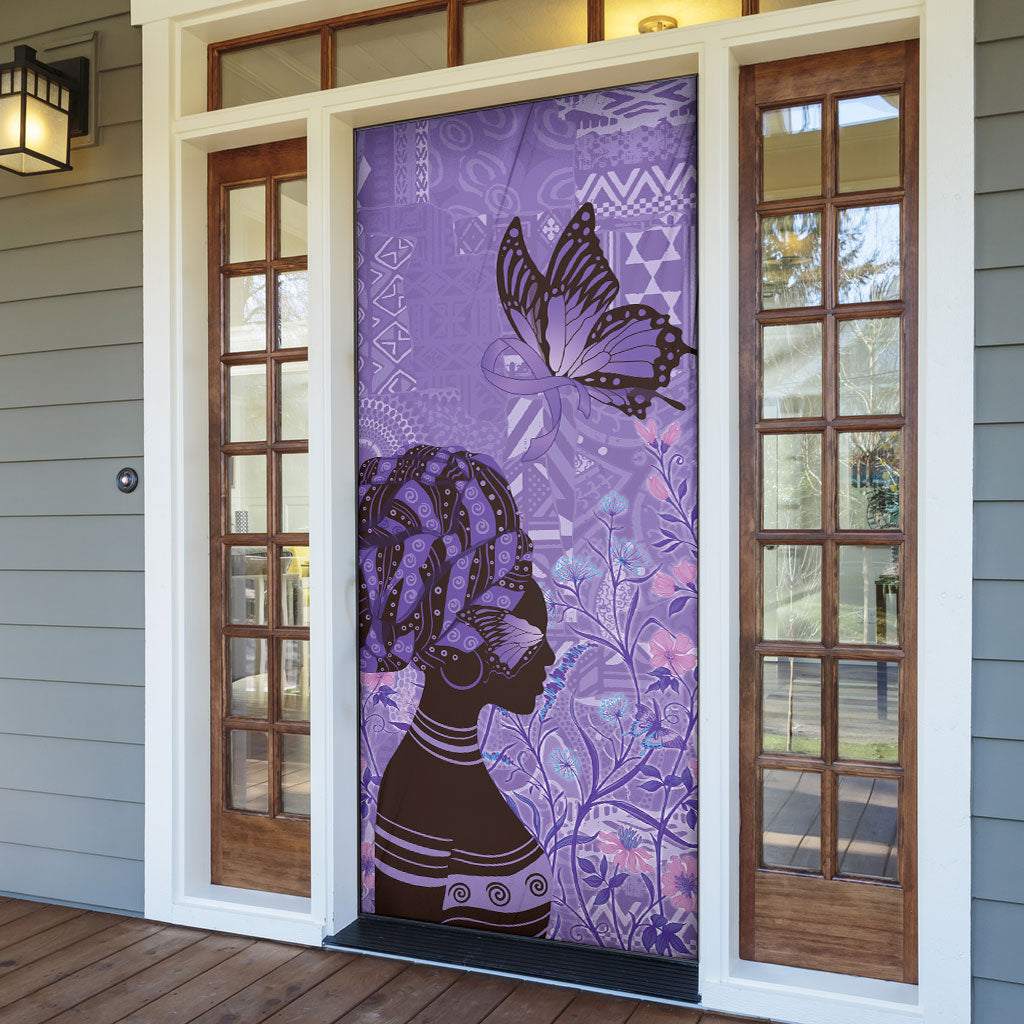 Lupus Awareness Afro Girl - Proud Survivor Door Cover Ankara Pattern