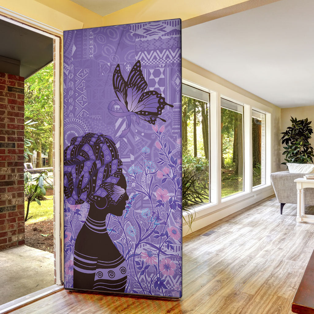 Lupus Awareness Afro Girl - Proud Survivor Door Cover Ankara Pattern