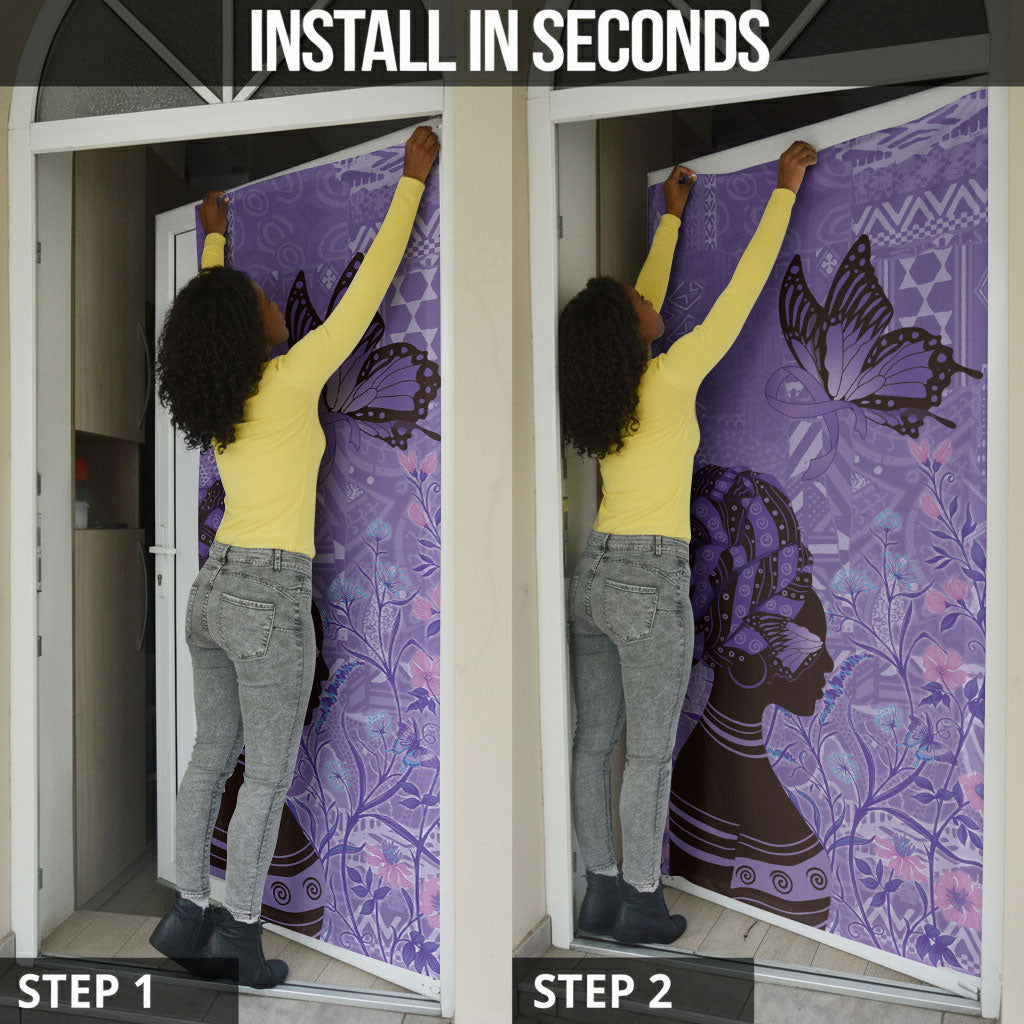 Lupus Awareness Afro Girl - Proud Survivor Door Cover Ankara Pattern