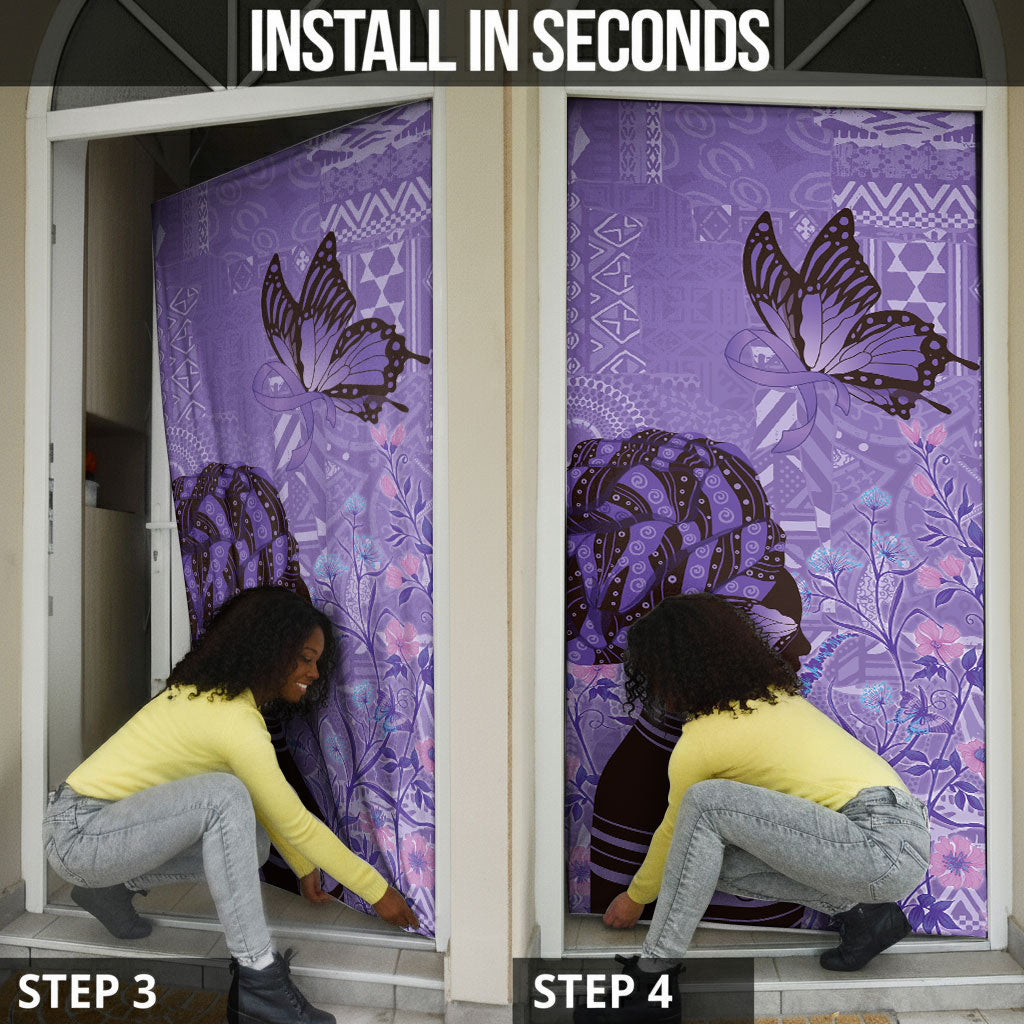 Lupus Awareness Afro Girl - Proud Survivor Door Cover Ankara Pattern