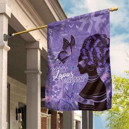 Lupus Awareness Afro Girl - Proud Survivor Garden Flag Ankara Pattern
