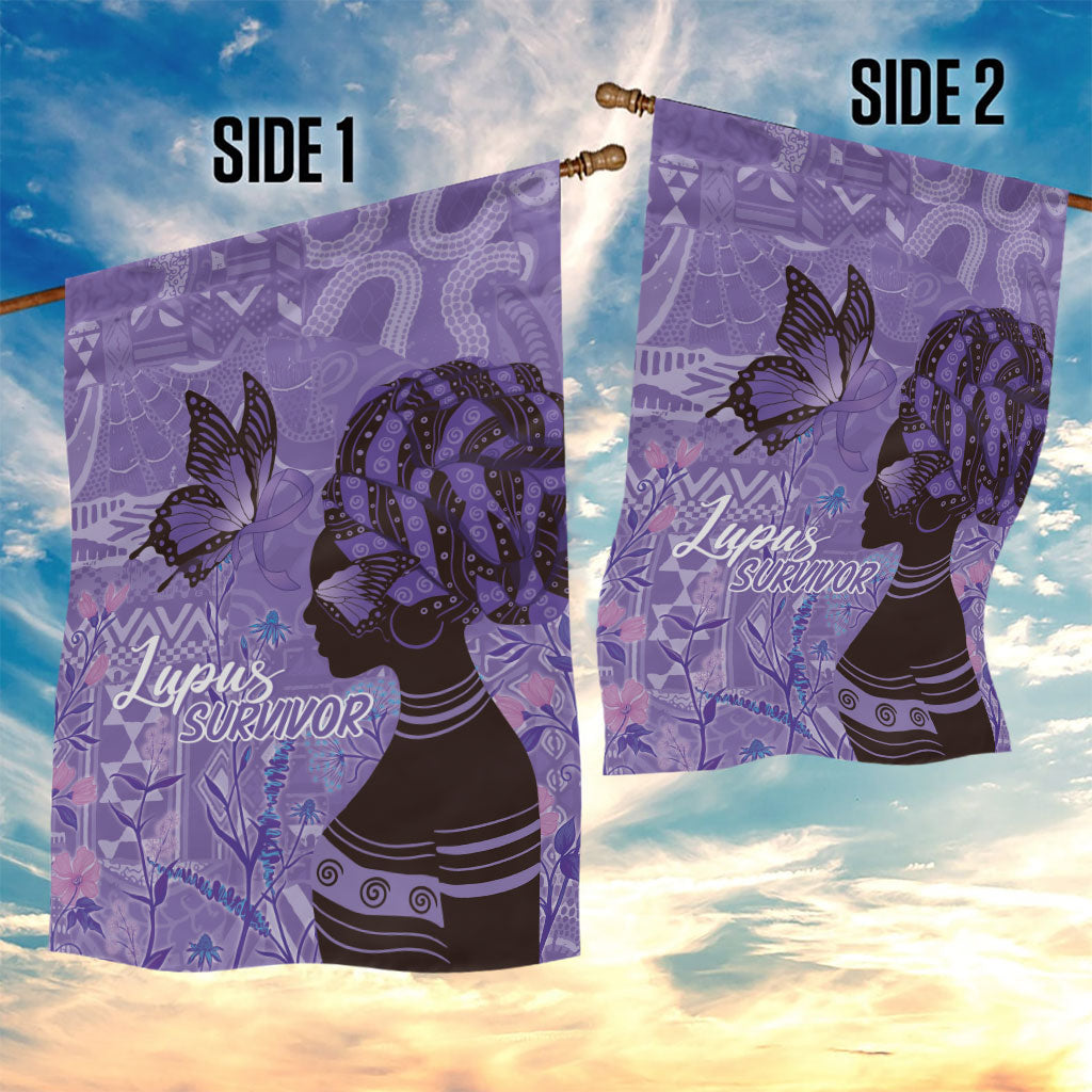 Lupus Awareness Afro Girl - Proud Survivor Garden Flag Ankara Pattern
