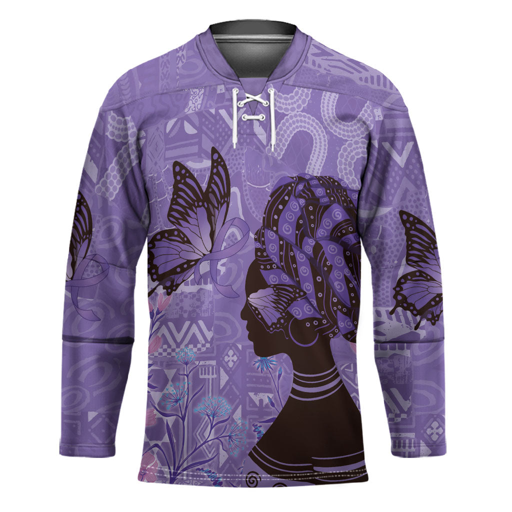 Lupus Awareness Afro Girl - Proud Survivor Hockey Jersey Ankara Pattern