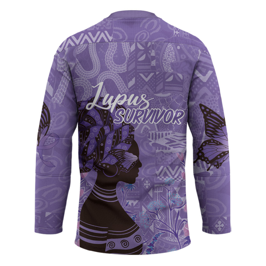 Lupus Awareness Afro Girl - Proud Survivor Hockey Jersey Ankara Pattern