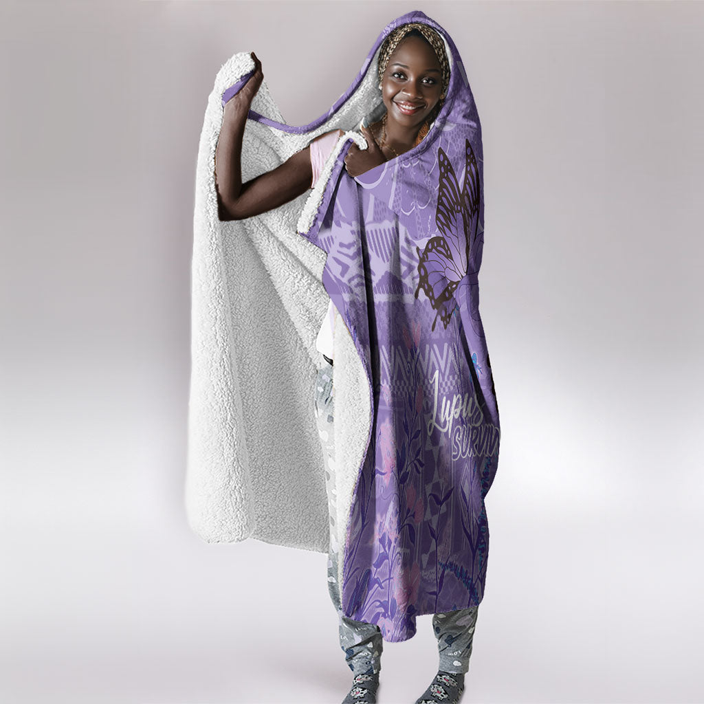Lupus Awareness Afro Girl - Proud Survivor Hooded Blanket Ankara Pattern