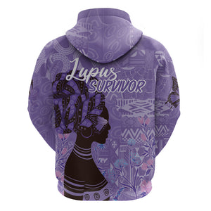 Lupus Awareness Afro Girl - Proud Survivor Hoodie Ankara Pattern