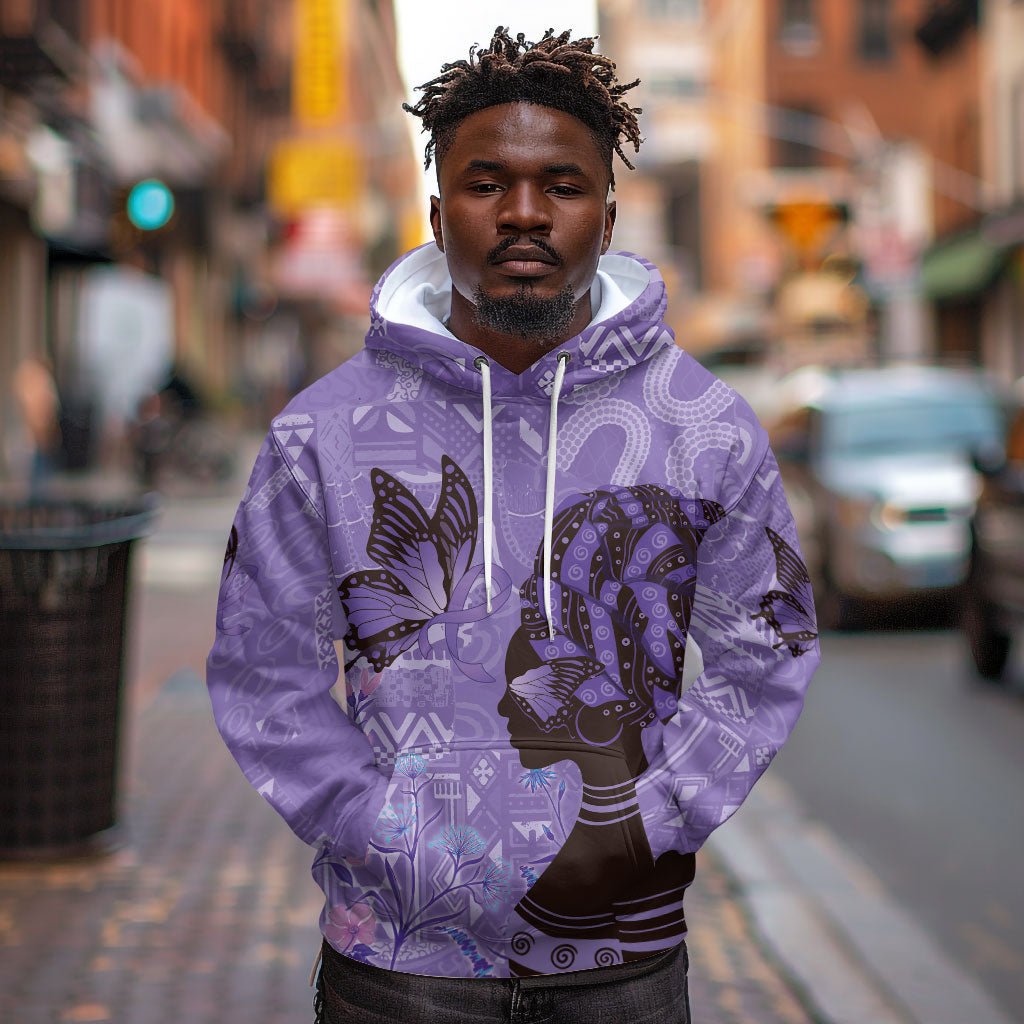Lupus Awareness Afro Girl - Proud Survivor Hoodie Ankara Pattern
