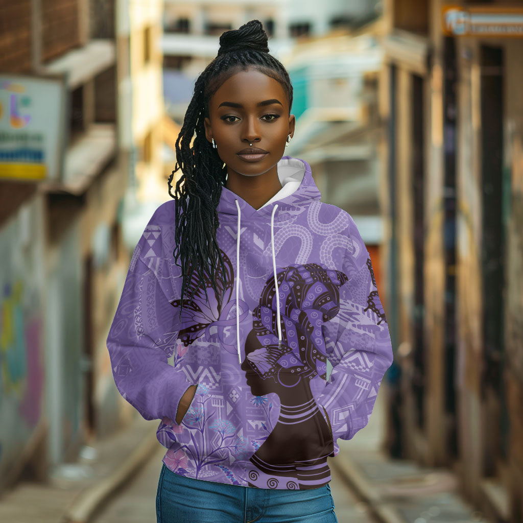 Lupus Awareness Afro Girl - Proud Survivor Hoodie Ankara Pattern