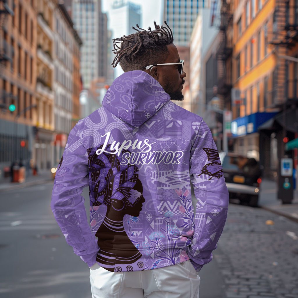 Lupus Awareness Afro Girl - Proud Survivor Hoodie Ankara Pattern