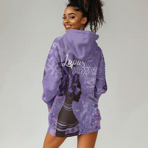 Lupus Awareness Afro Girl - Proud Survivor Hoodie Dress Ankara Pattern
