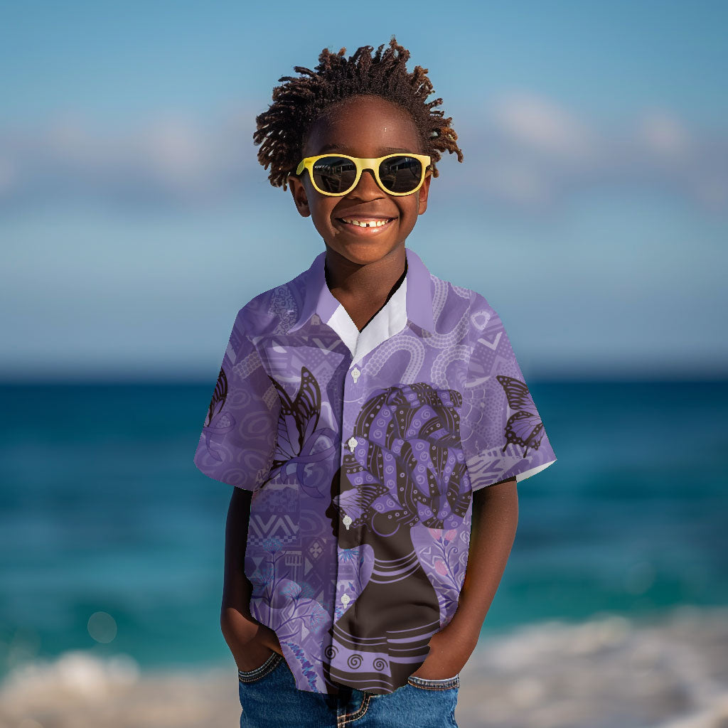 Lupus Awareness Afro Girl - Proud Survivor Kid Hawaiian Shirt Ankara Pattern