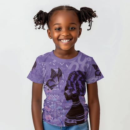 Lupus Awareness Afro Girl - Proud Survivor Kid T shirt Ankara Pattern
